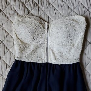 A'gaci white and blue shiffon dress